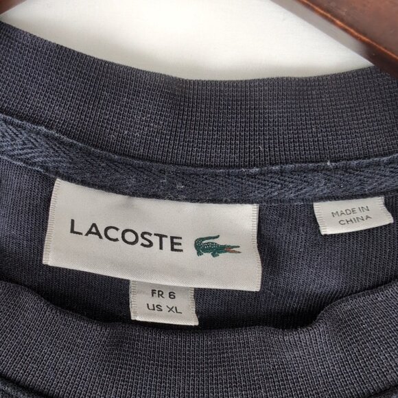 Lacoste Men's Navy Crewneck Pullover Blue/Grey Sleeve Detail, XL - Picture 3 of 7